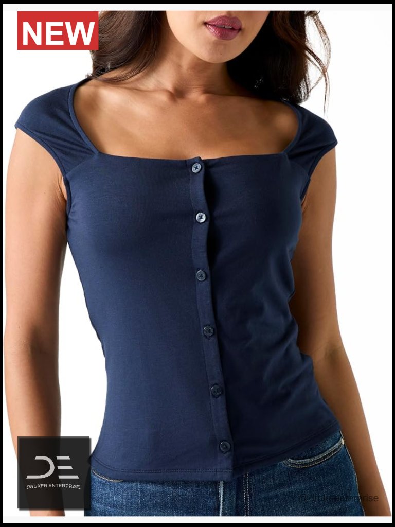 Short Sleeve Square Neck Cap Sleeve Blouse Lyocell Stretch Jersey